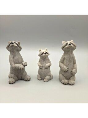 Quarry Critters Raccoon Figurines Ralphie Roger Set of 3